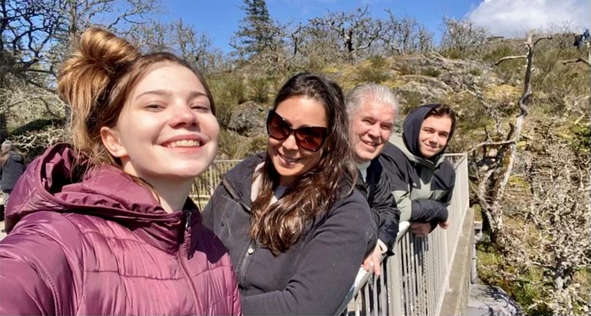 Victoria Nolan poses with her family