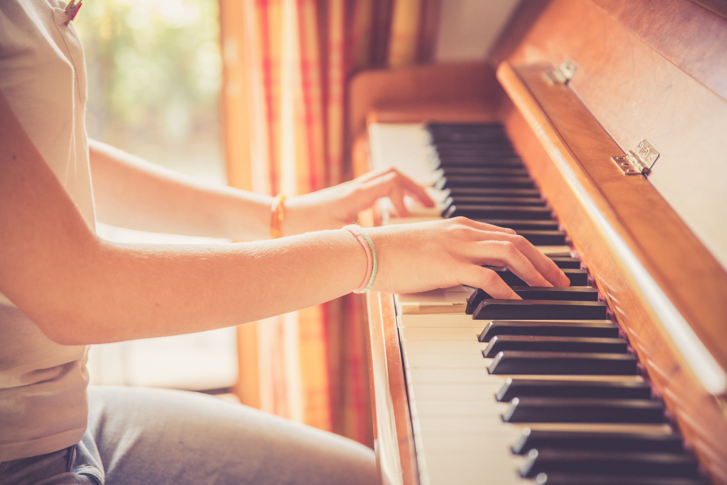  A woman playing piano