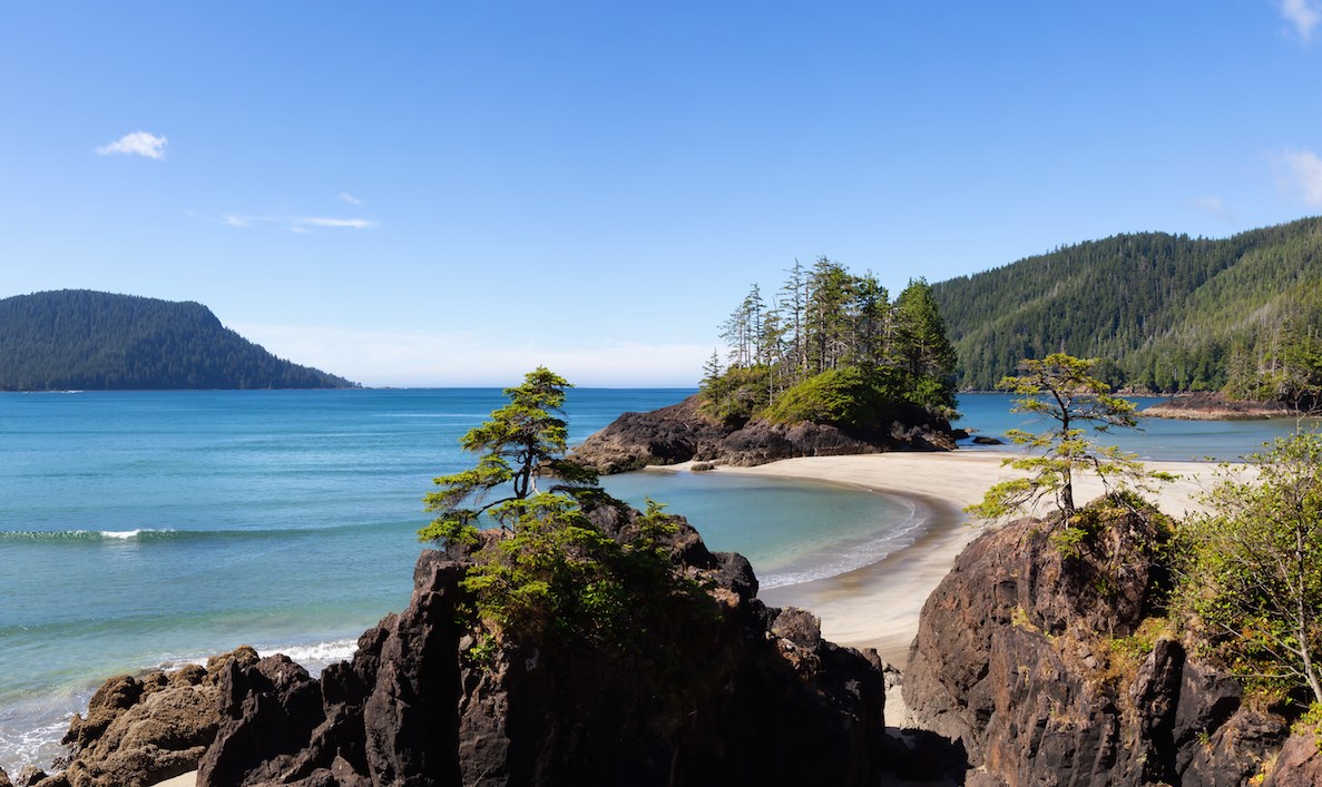 A sunny day on a beach on Vancouver Island